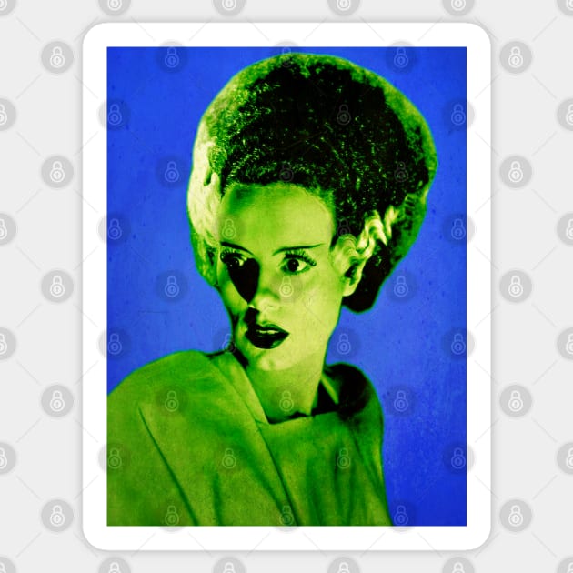 Blue and Green Bride of Frankenstein Sticker by OrionLodubyal
